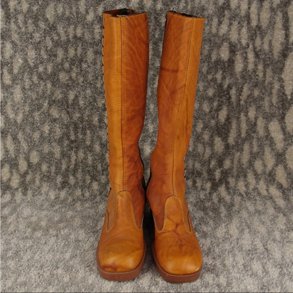 Frye-Style Tan Vintage Leather Calf Boots size 7 - Picture 2 of 16